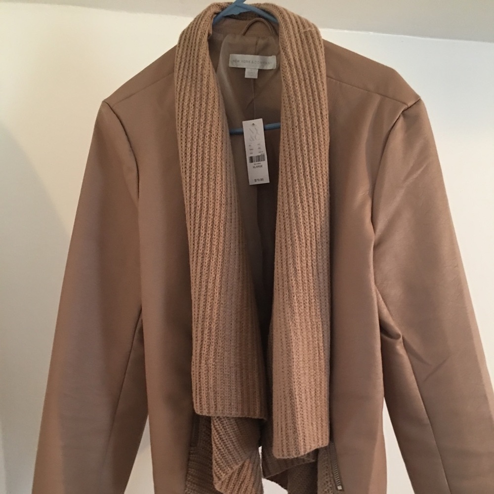 Shawl collar Faux-leather jacket