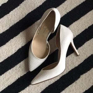 NWOT! White Embossed Faux-Leather Heels