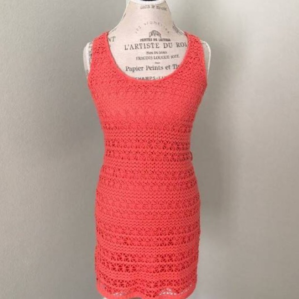 Charming Charlie’s pink crochet dress