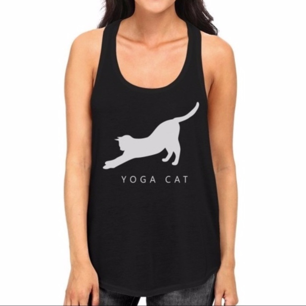 Black Yoga cat Tank top