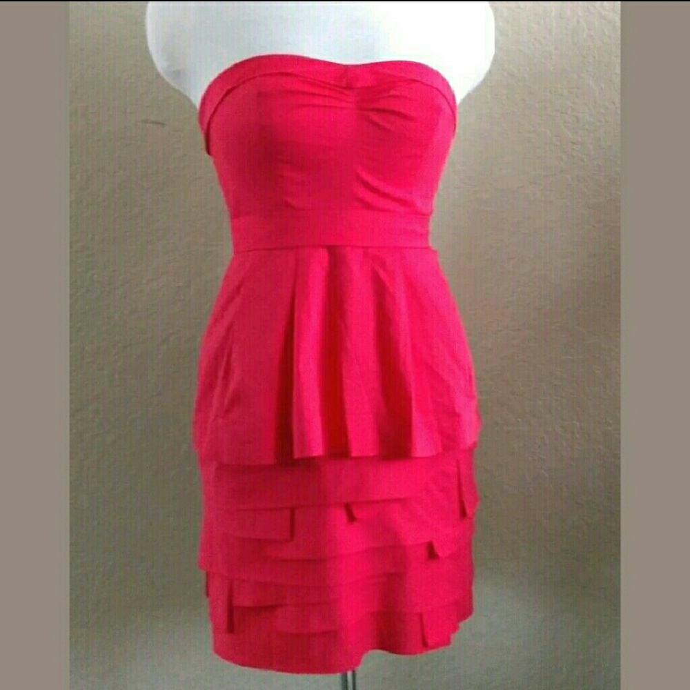 BCBG pink berry layered strapless wiggle dress
