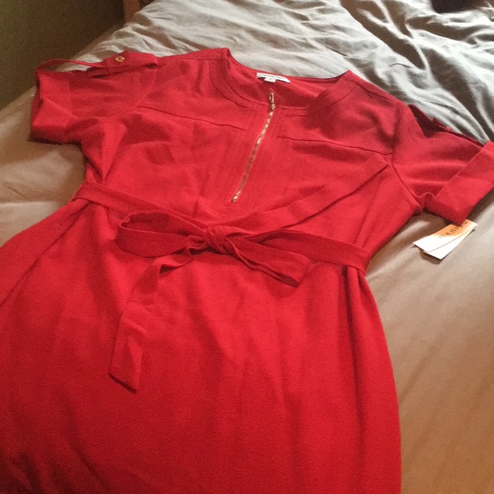 Red shirt dress