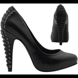 Jessica Simpson black corset heels
