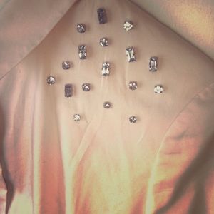 New York & Co Studded Shoulder Button Up Blouse