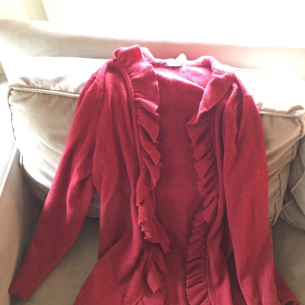 Ruffle Lined Cashmere Cardigan