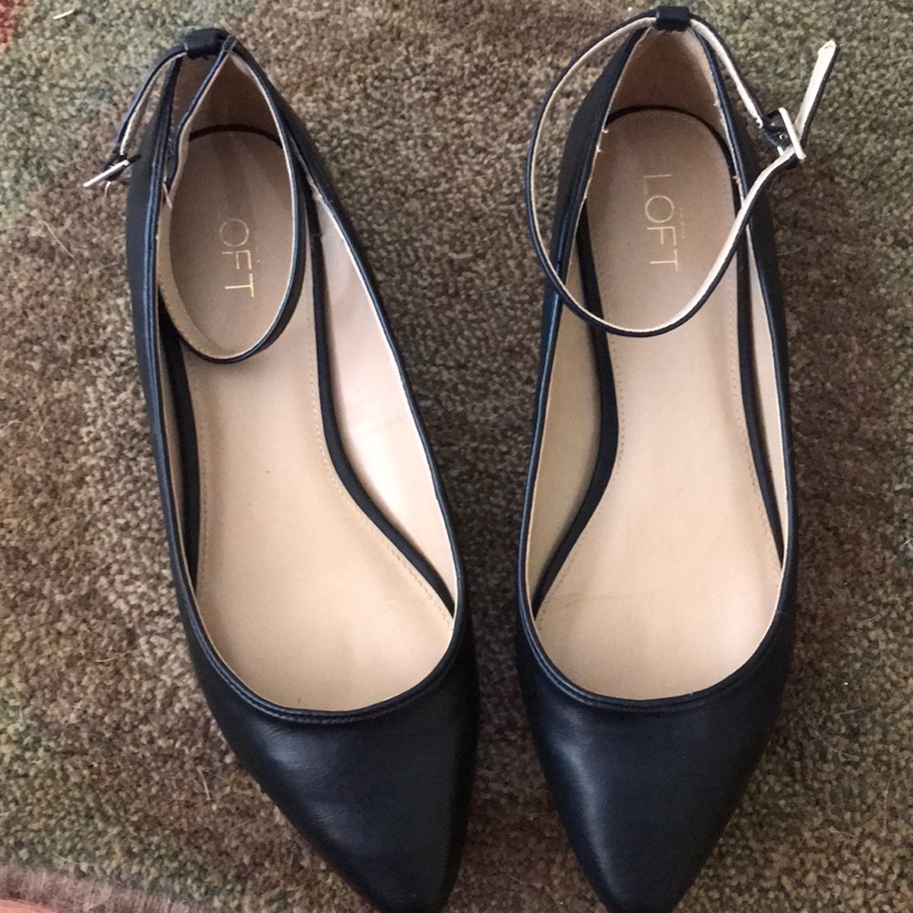 Black ankle strap flats