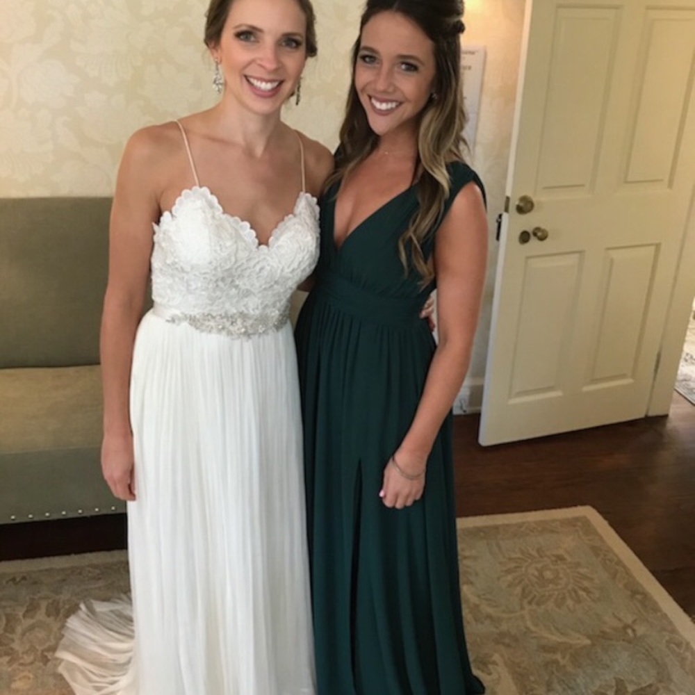 Hunter Green long dress with slit!