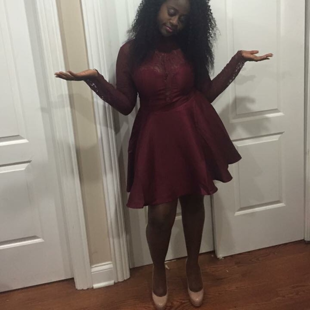 Maroon skater homecoming dress