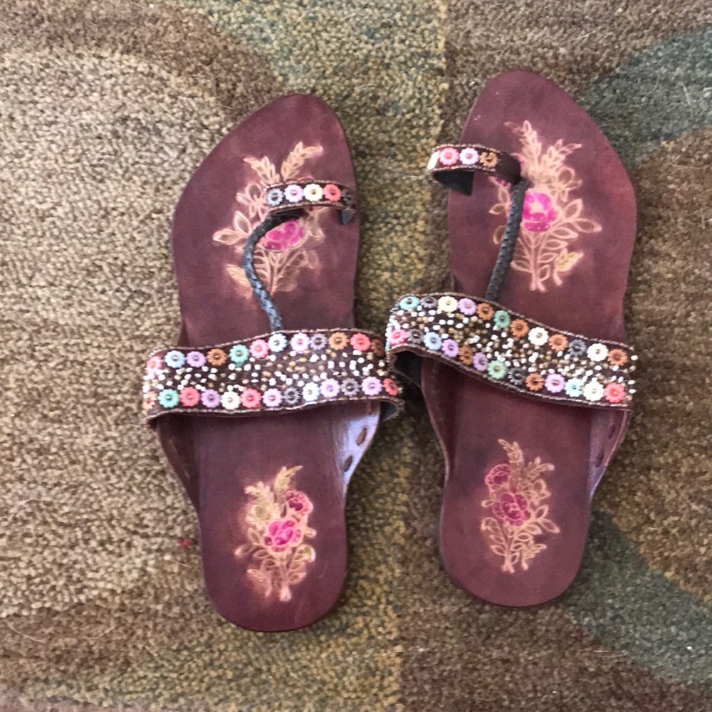 Cute beaded flat sandals