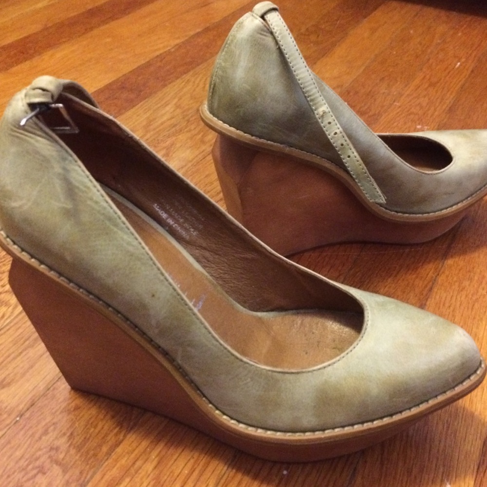 Olive/khaki Mary Janes wedge by Jeffrey Campbell