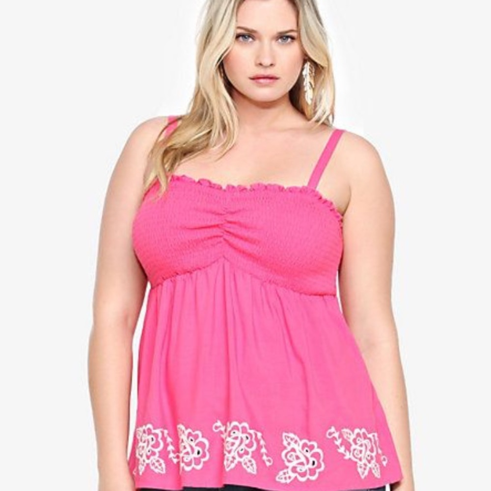 NWT TORRID EMBROIDERED SMOCKED TANK SZ 4
