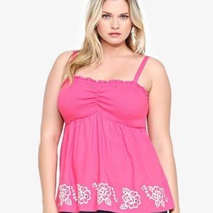 NWT TORRID EMBROIDERED SMOCKED TANK SZ 4