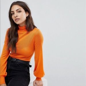 Orange turtleneck light weight sweater