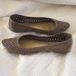 grey faux suede flats