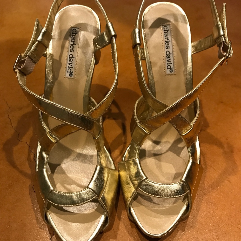 Charles David Gold Strappy Sandals