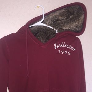 Maroon “Hollister” Fur Hoodie