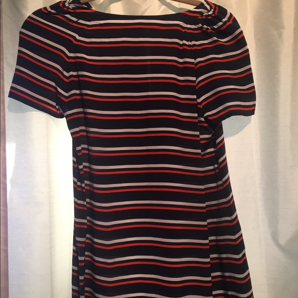 J. Crew Silk Navy Striped Dress