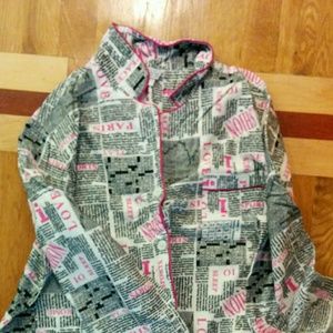 Newspaper-themed two piece pajamas