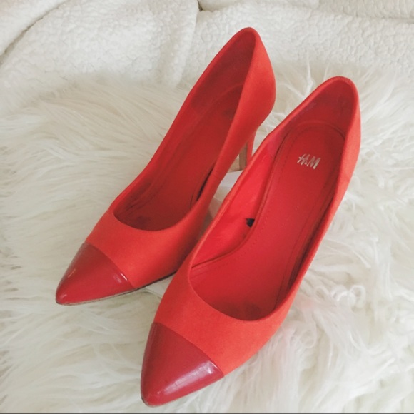 {h&m} poppin’ orange pumps - Picture 3 of 6
