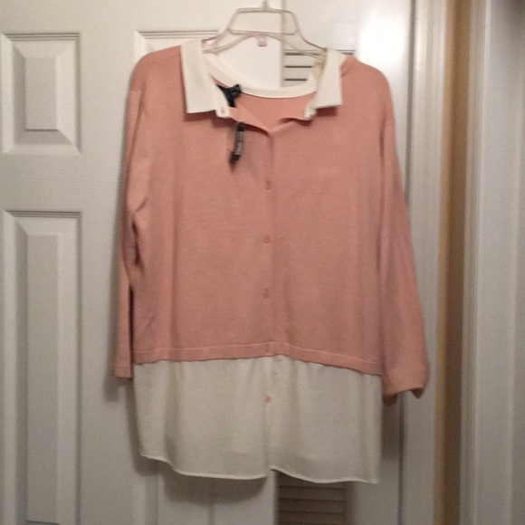 BLUSH AND CREAM ONE PIECE SWEATER BLOUSE - Picture 1 of 3