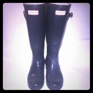 Hunter classic tall semi-gloss navy boots size 7