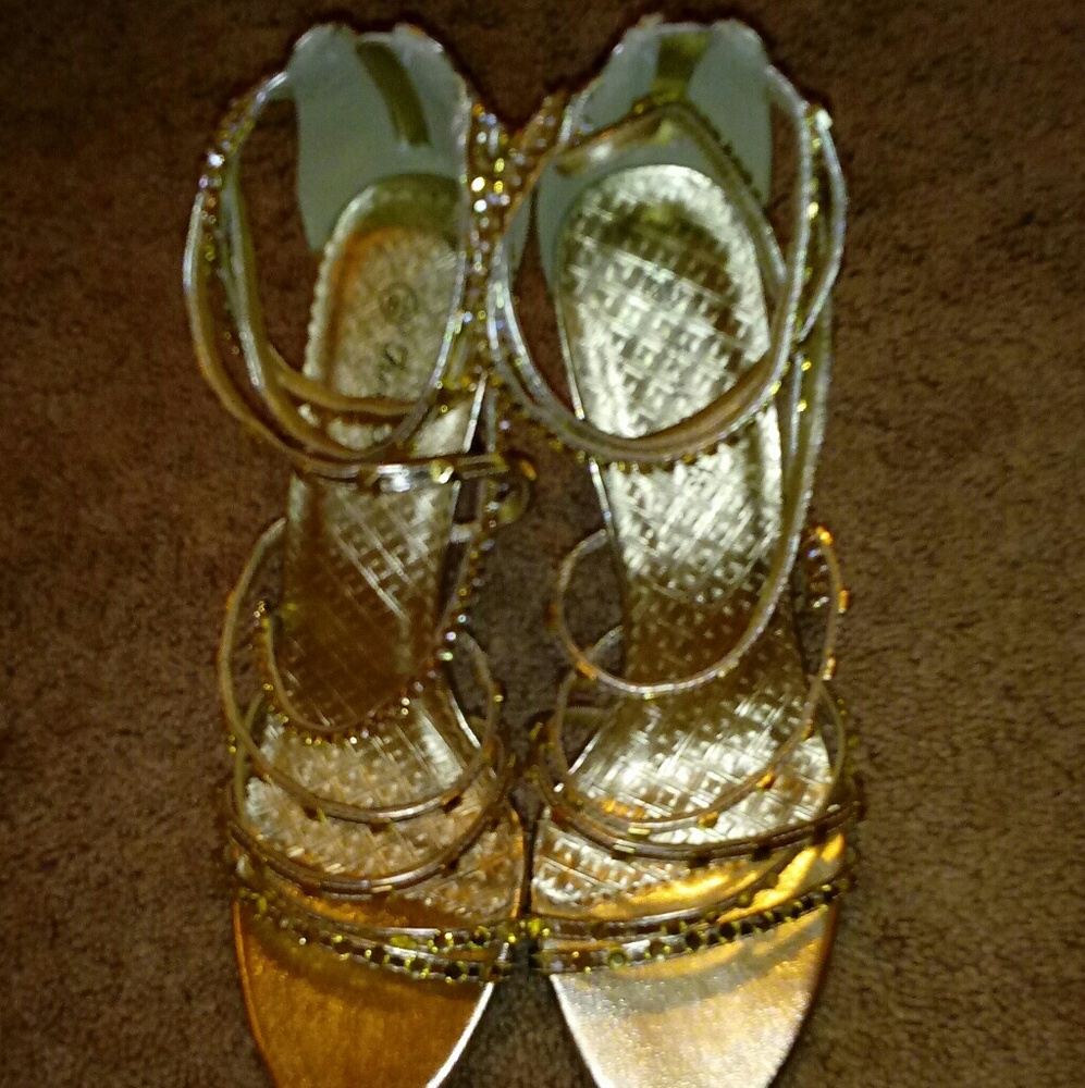 Strappy gold sandals
