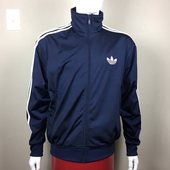 navy blue and white adidas jacket