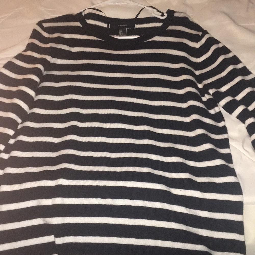 Black and white striped sweater dress