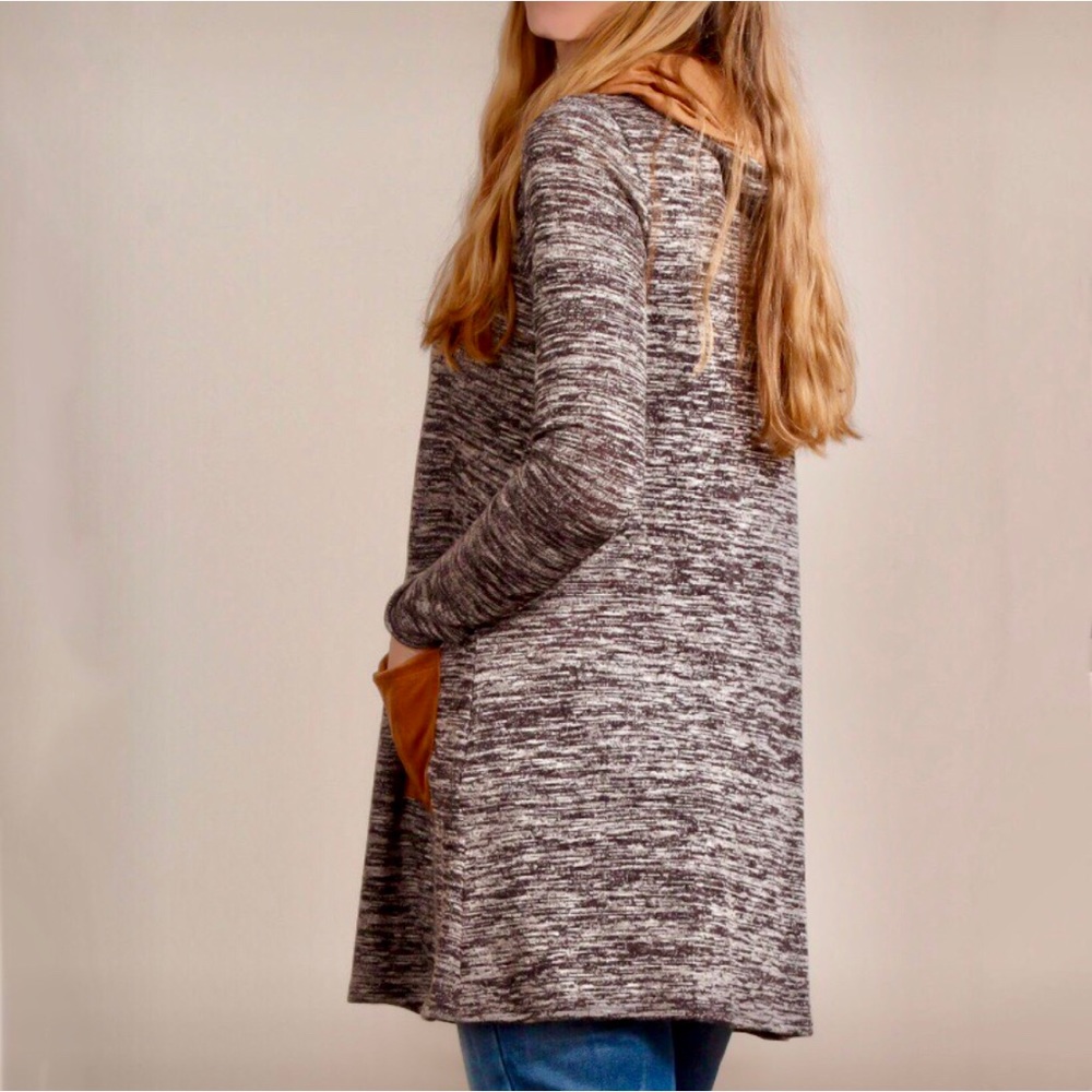 "Ema" Marled Suede Pocket Sweater Tunic - Picture 3 of 3