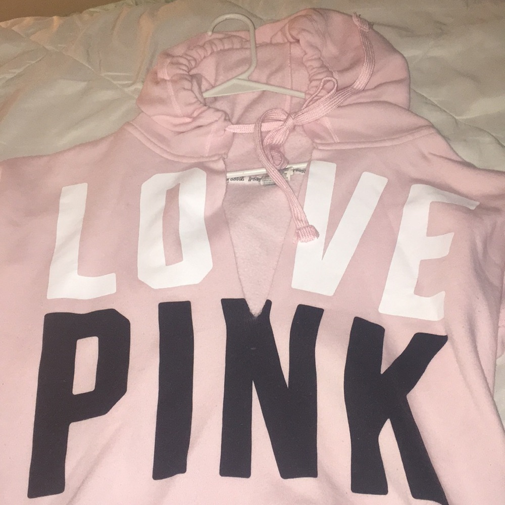 Pink, black, and white PINK sweatshirt