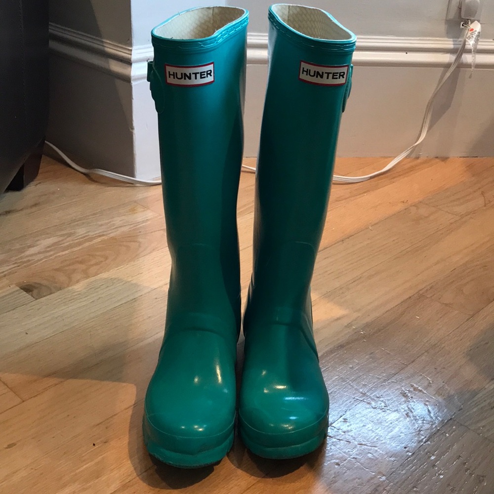 Hunter Turquoise Tall Rain Boots Size 7