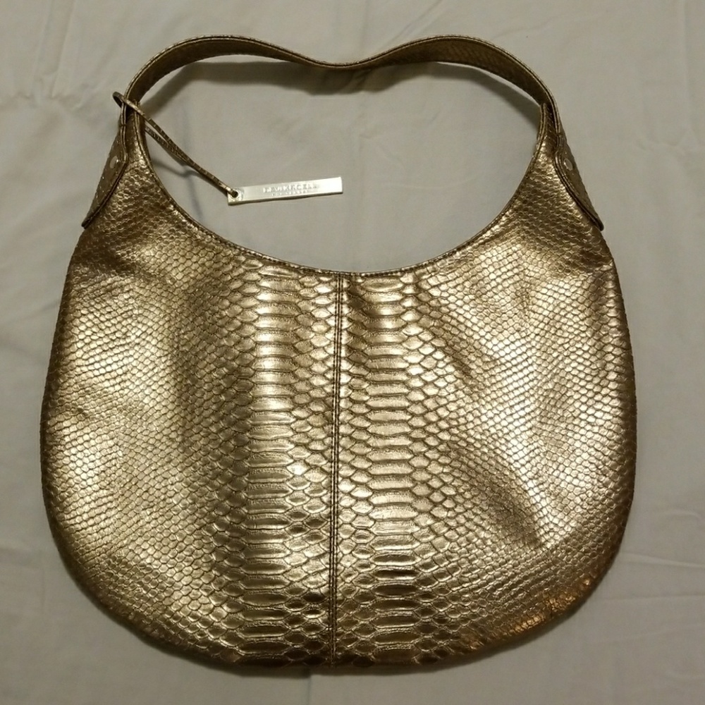 Gold/bronze reptile embossed tote