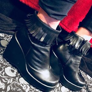 Wedge Platform Black Booties