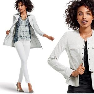 Cabi Sz 4 White Black Peplum Zip Line Blazer