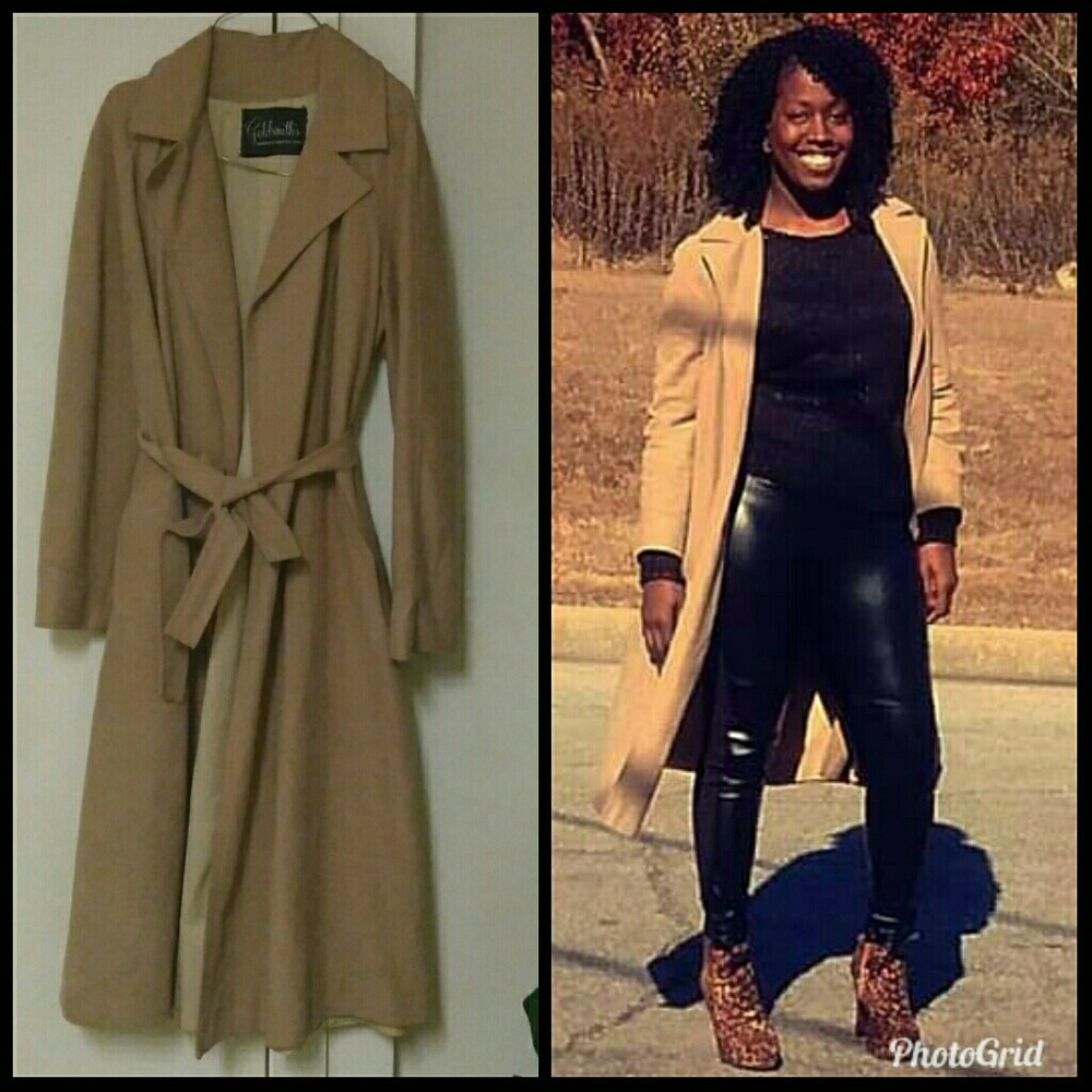 Tan colored trench coat