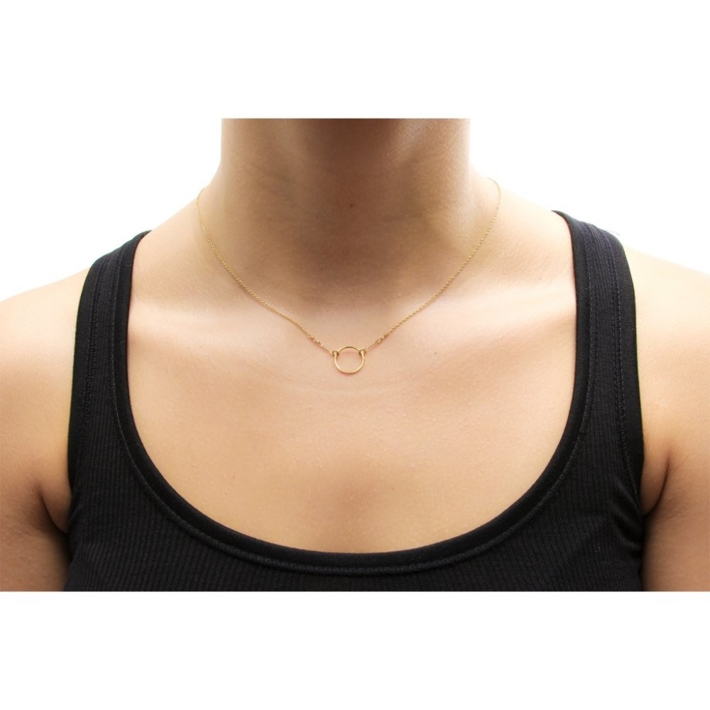 Karma Circle BarsNecklace Dainty Delicate Necklace - Picture 2 of 4