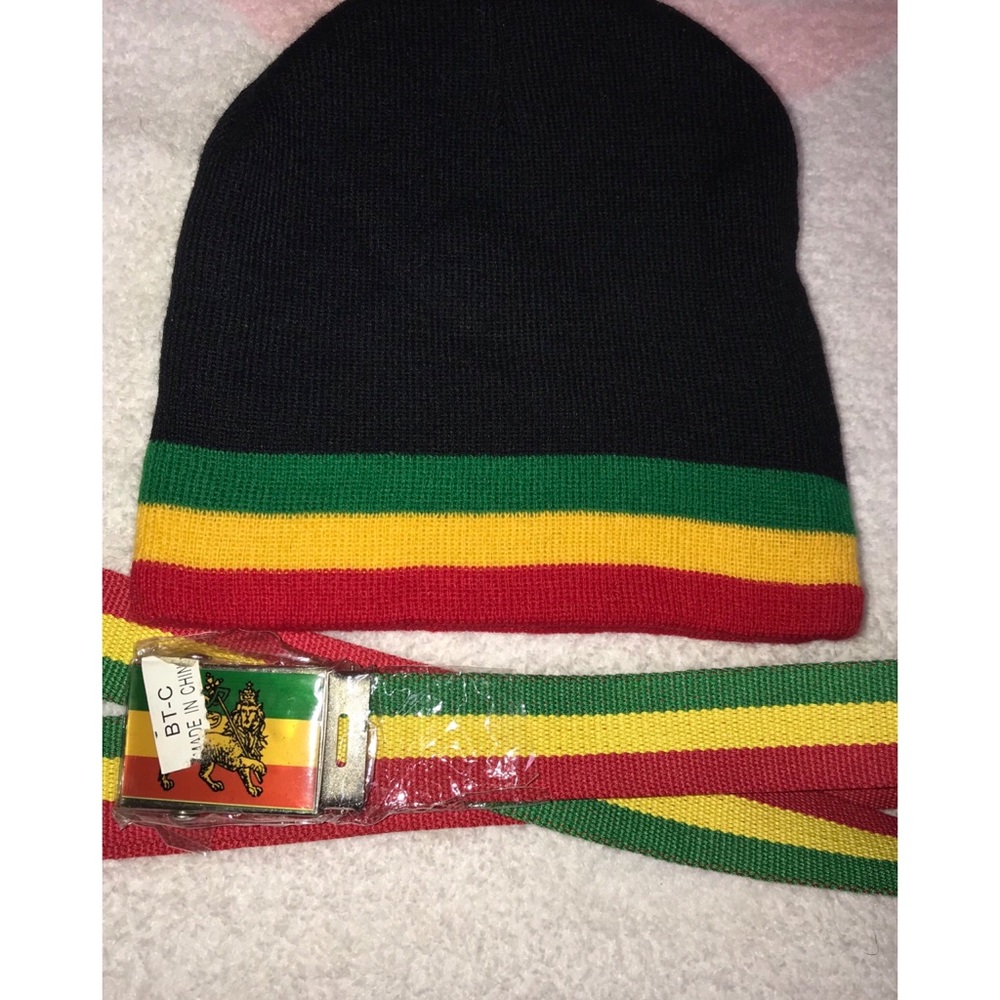 Rasta Colors Hat and Matching Belt- Never worn