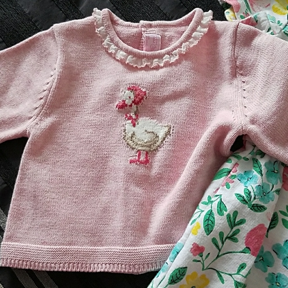 Baby girl sweater and romper