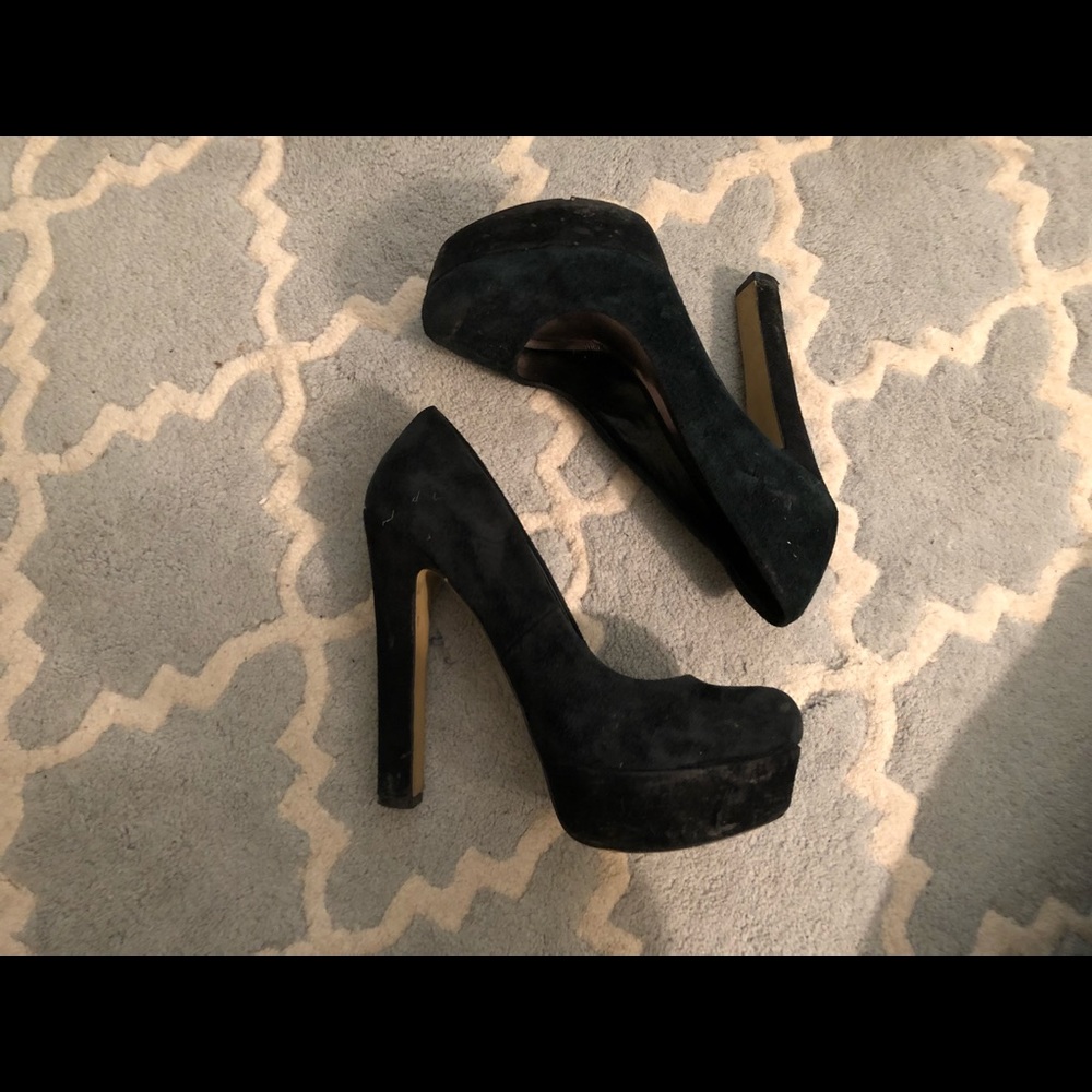 Black suede heels