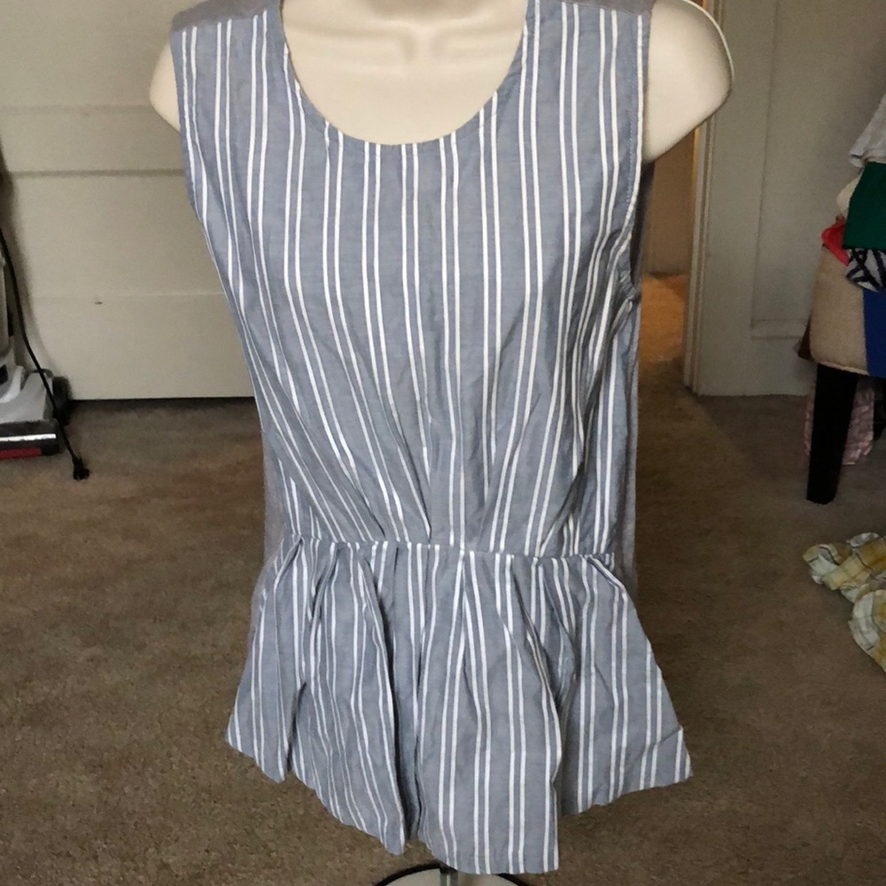 JCrew gray chambray striped sleeveless shirt