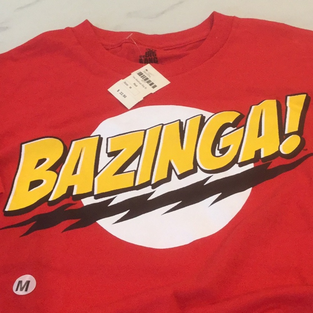 "Bazinga!" Big Bang Theory short sleeve tee Red
