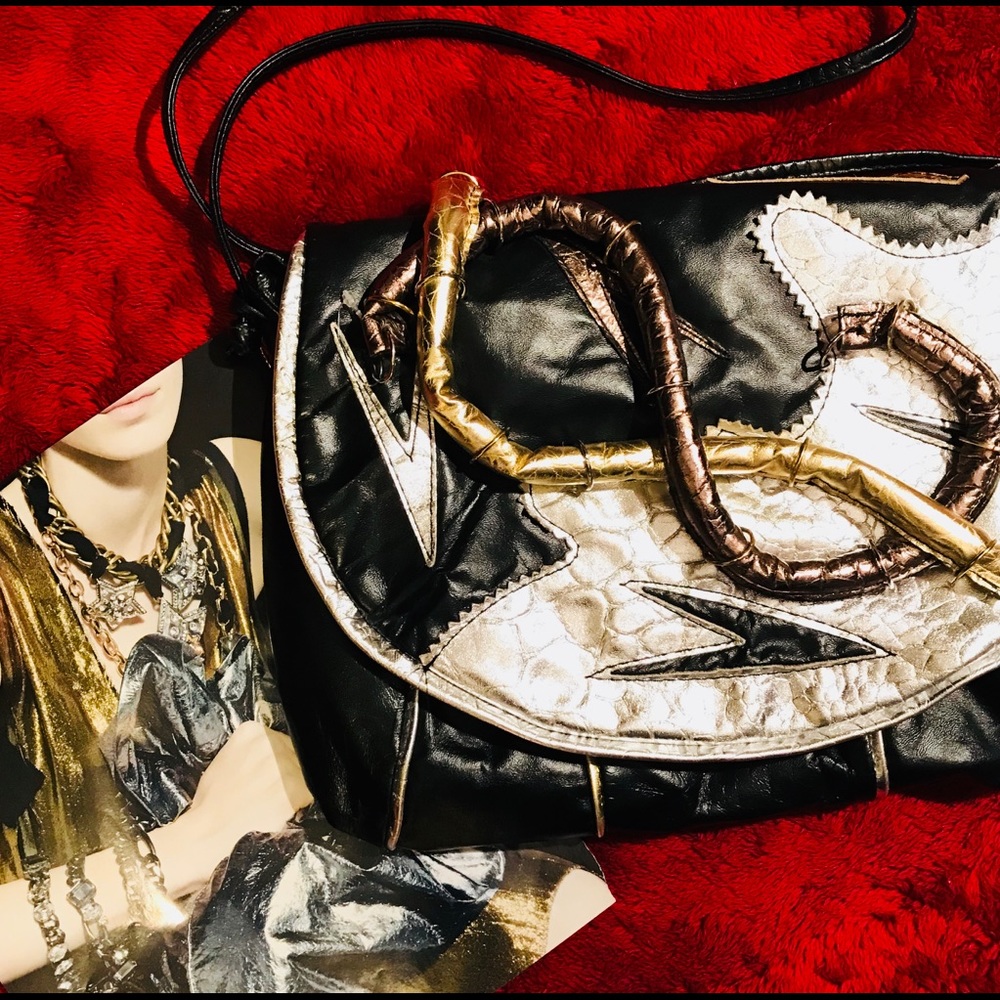 Patent Leather Snake and Metal Purse