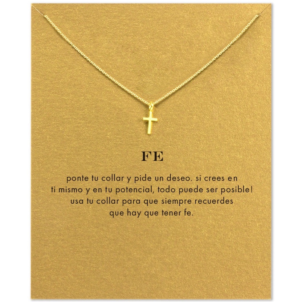 FE Faith Cross Dainty Delicate Gold Necklace - Picture 1 of 6