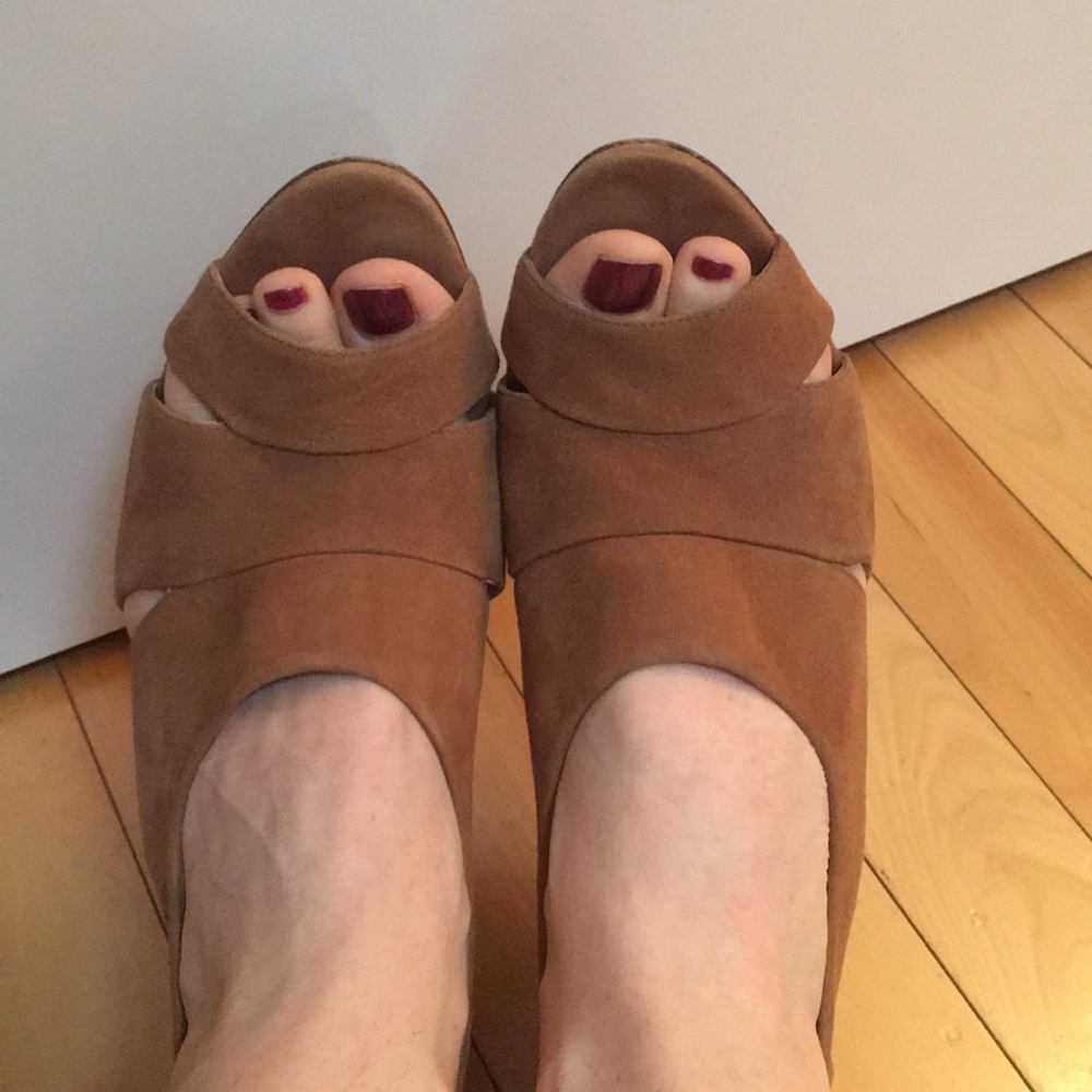 J Crew tan suede sandals