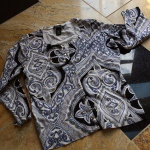 White House Black Market bling cardigan with snaps