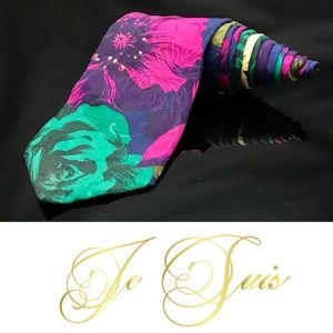 Je Suis-Men's 100% Silk Floral Print Dress Necktie