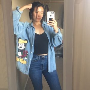 Vintage dreamy Mickey Mouse oversized denim shirt