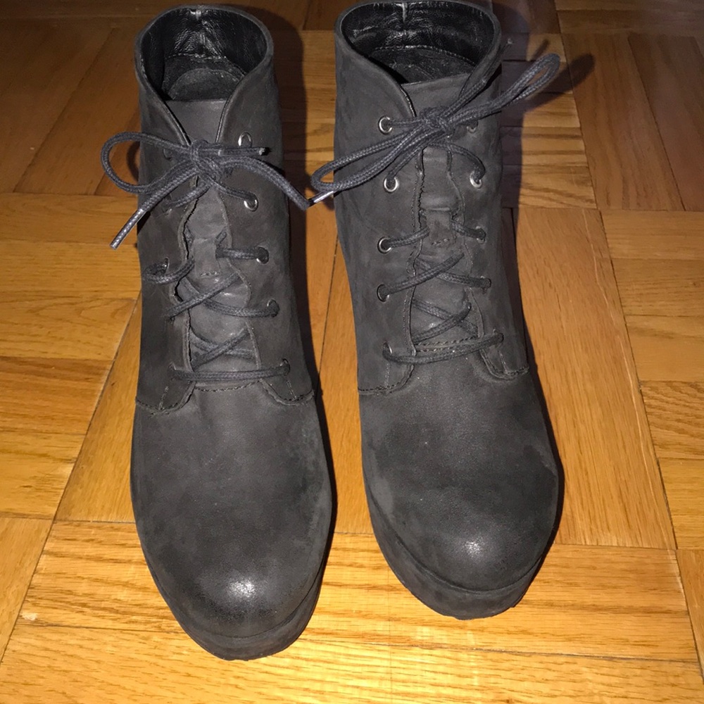 Black lace up booties