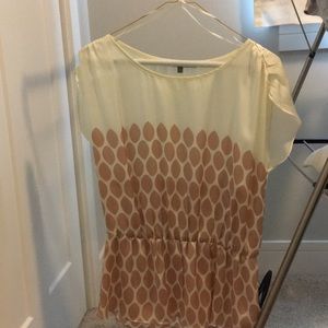 Cream and pink polka dot blouse