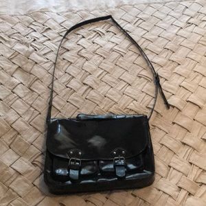 All black leather purse